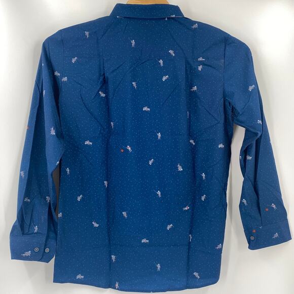 William Murray Large Blue Astronaut Pattern Long Sleeve Button Down Shirt NWT - Picture 5 of 5